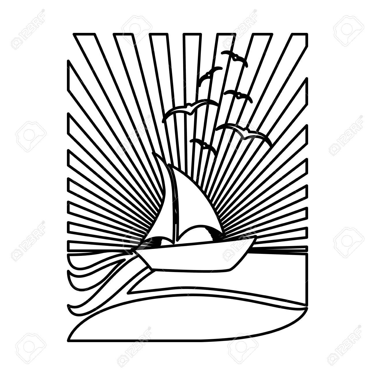 1300x1300 Silhouette Rectangular Background Sunset In The Ocean With Boat