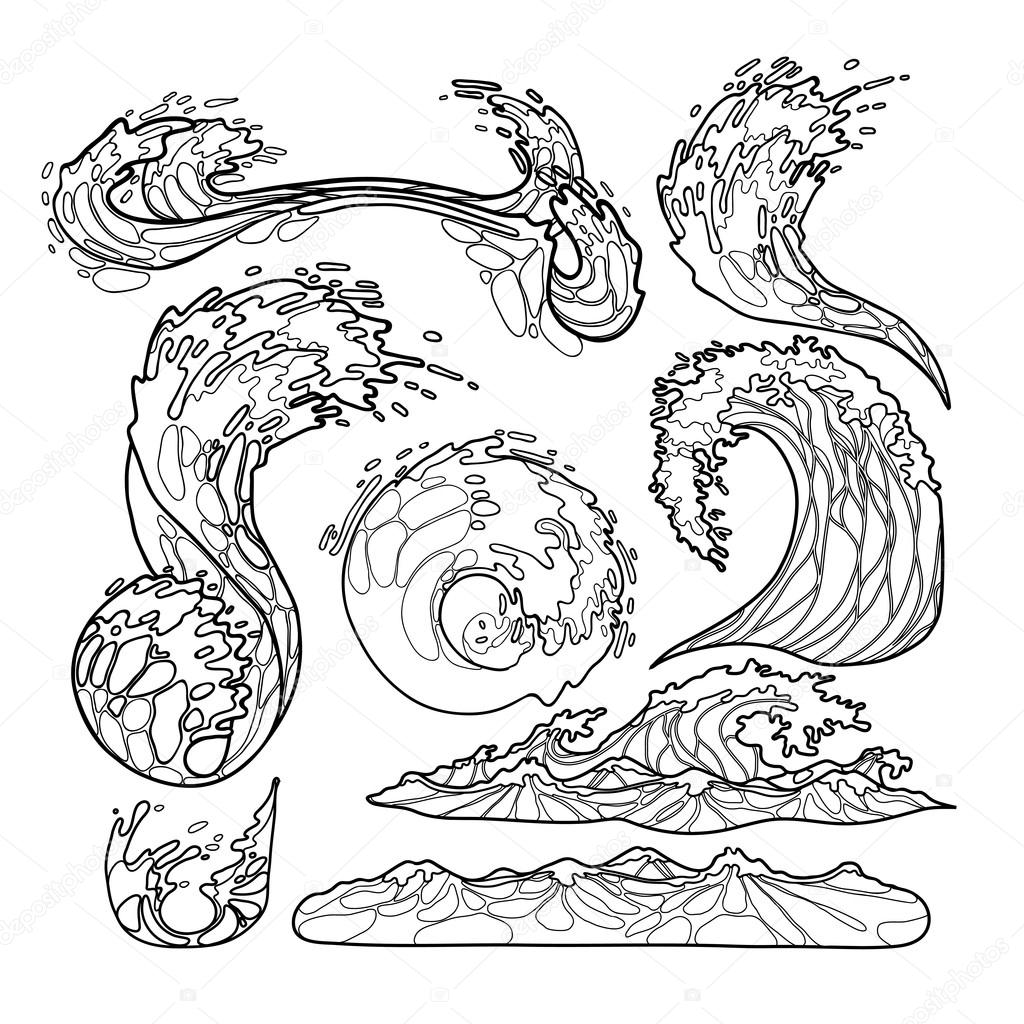 1024x1024 Ocean Waves Collection Stock Vector Homunkulus28