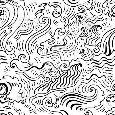 400x400 Sea Waves Hand Drawn Seamless Pattern Royalty Free Vector Clip Art