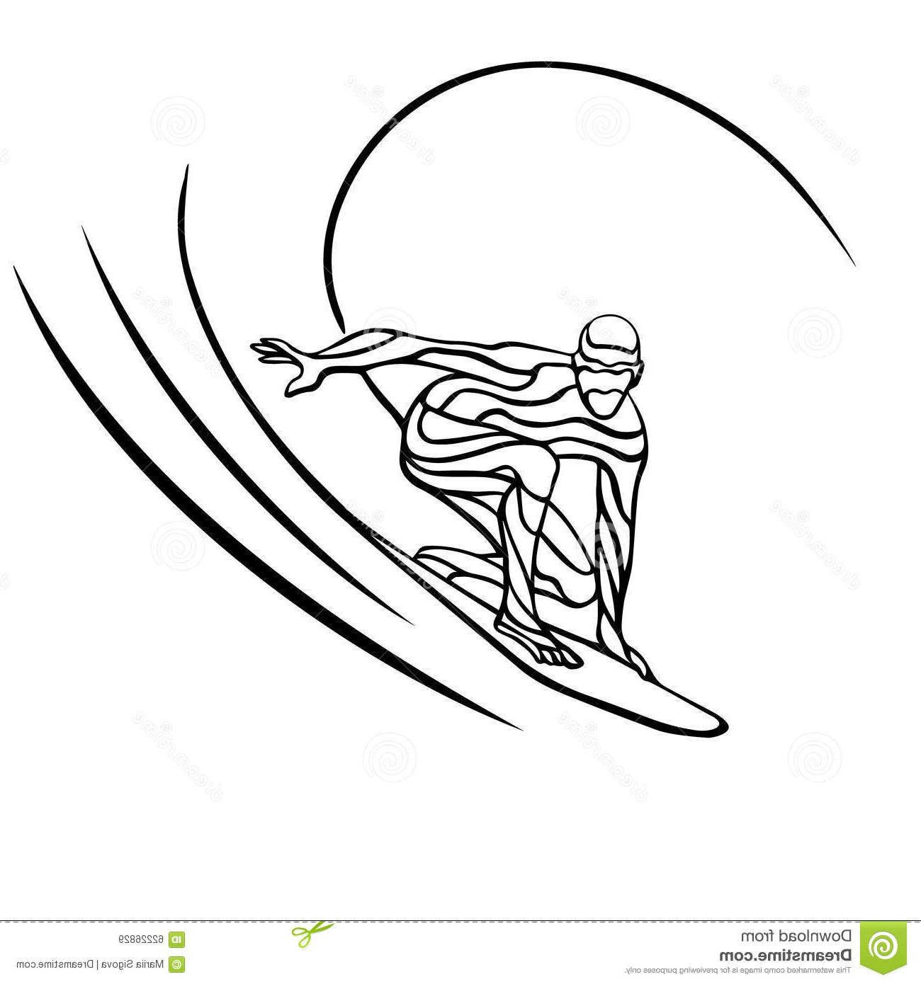 1300x1390 Unique Creative Waves Silhouette Surfer Abstract Ocean Vector