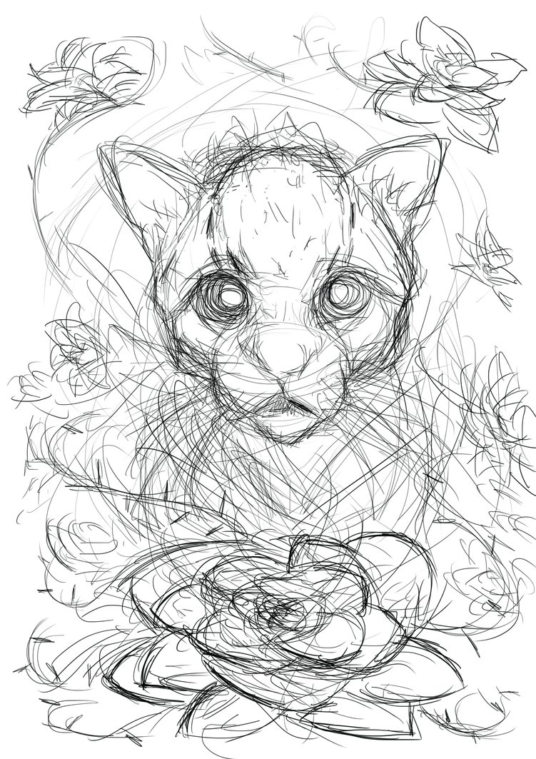 751x1063 Sketch Ocelot In Flowers By Vyvalkyr