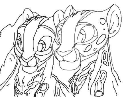 470x338 Ocelot Couple Sketch By Azzycartoons) (Animals Drawing)