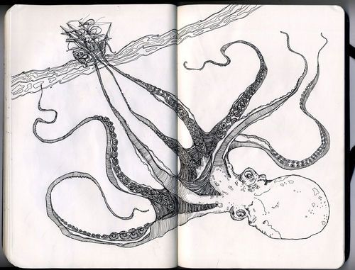 500x381 Tumblr Lr4cfwyjtu1qzgq9eo1 1280.jpg (Octopus,kracken,art,ocean