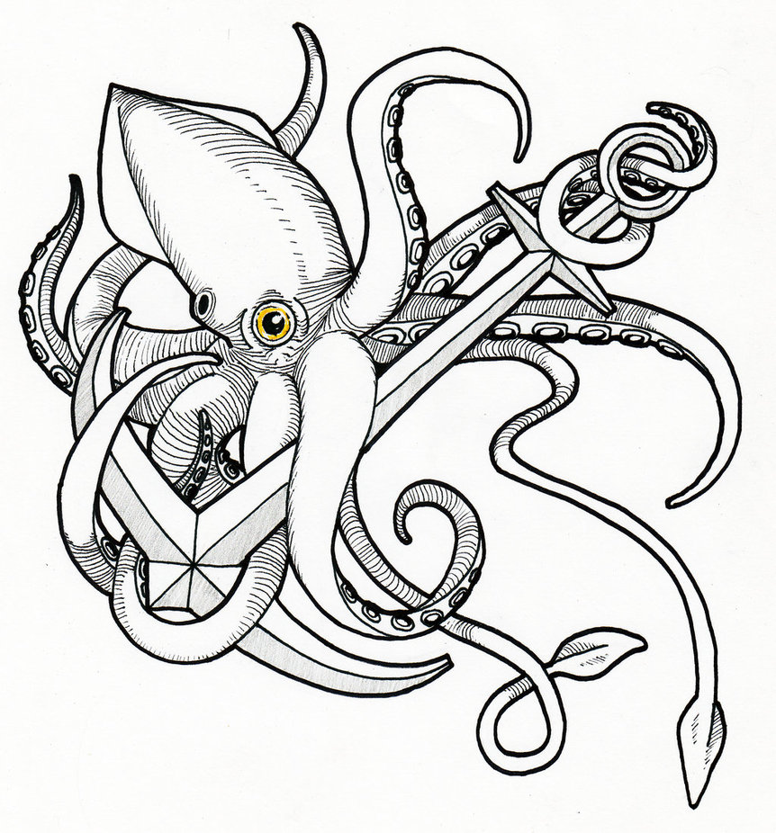 862x926 Images For Gt Octopus And Anchor Tattoo Drawings Tattoos