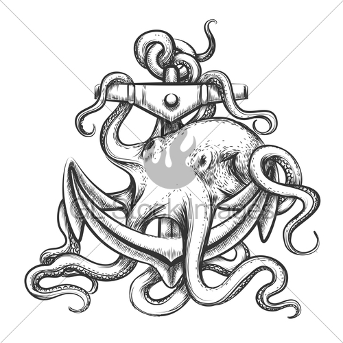 500x500 Octopus And Anchor Gl Stock Images