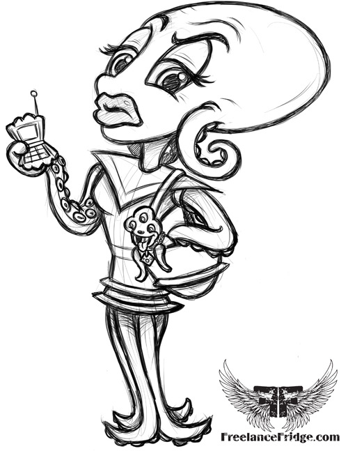 500x647 Cartoon Alien Octopus Freelance Fridge Illustration Amp Character