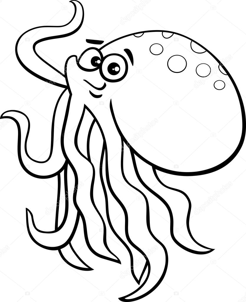834x1023 Octopus Cartoon Coloring Book Stock Vector Izakowski