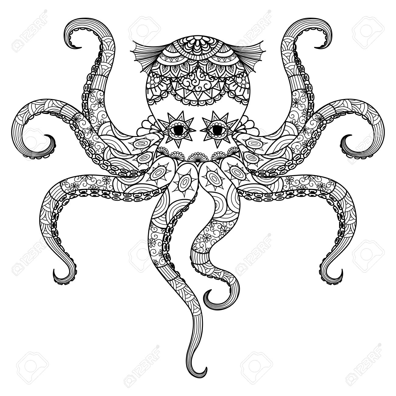 1300x1300 Drawing Octopus Design Royalty Free Cliparts, Vectors, And Stock