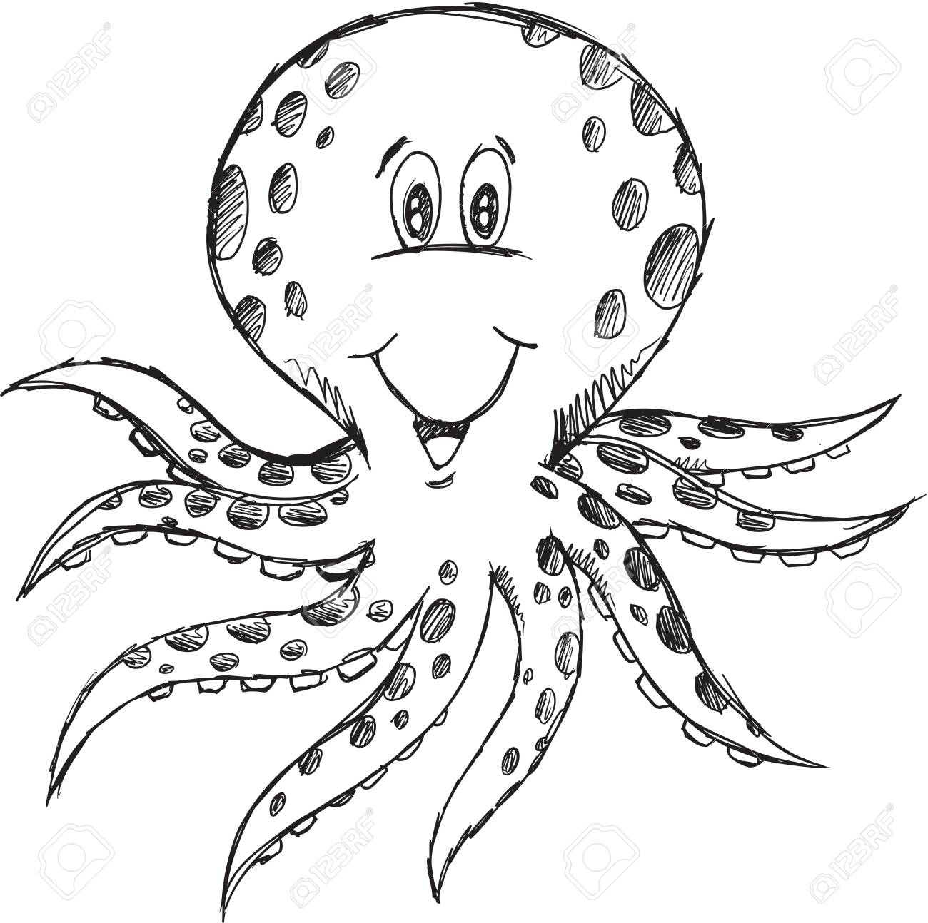 1300x1294 Doodle Sketch Octopus Vector Illustration Art Royalty Free
