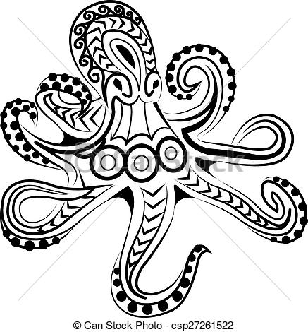 437x470 Octopus Clipart Line Drawing