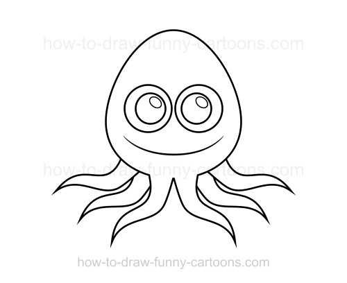 500x408 Simple Cartoon Octopus Drawing Drawing A Cartoon Octopus. Step 4