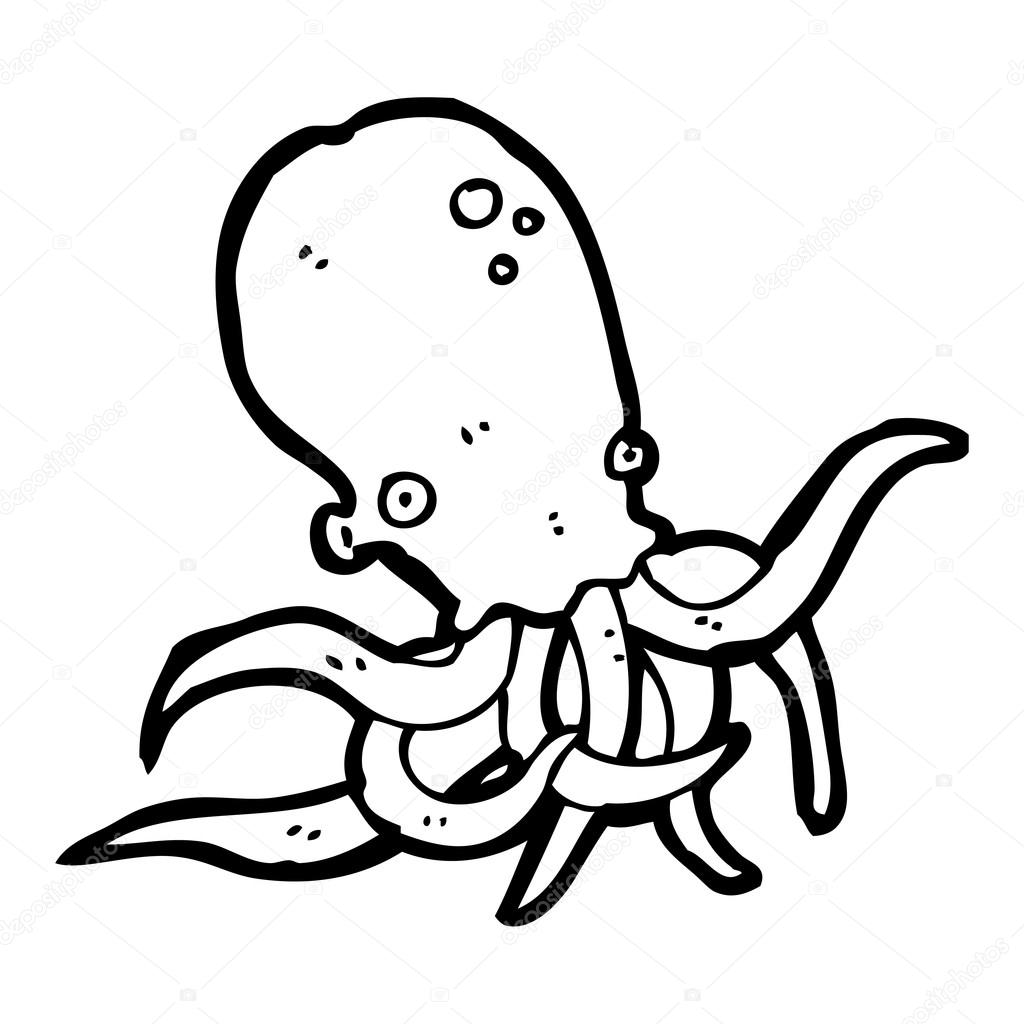 1024x1024 Octopus Ink Sketch. Stock Vector