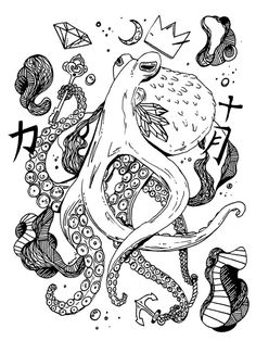 236x314 A Series Of Beautiful Octopus Art Done With Ink Pen On Paper