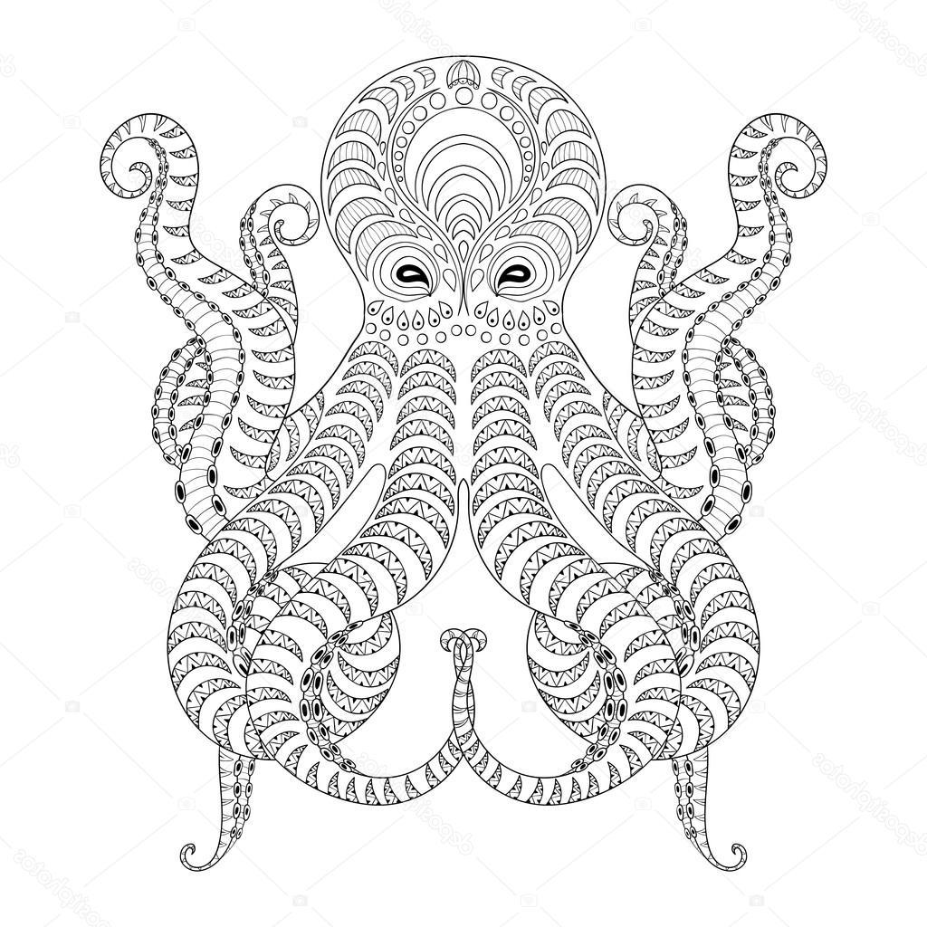 1024x1024 Best Free Stock Illustration Tattoo Octopus Hand Drawn Zentangle File