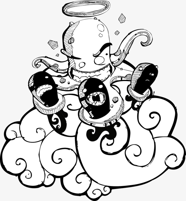 650x699 Pencil Drawing Cartoon Octopus Mobs, Cartoon Pencil, Octopus Mobs