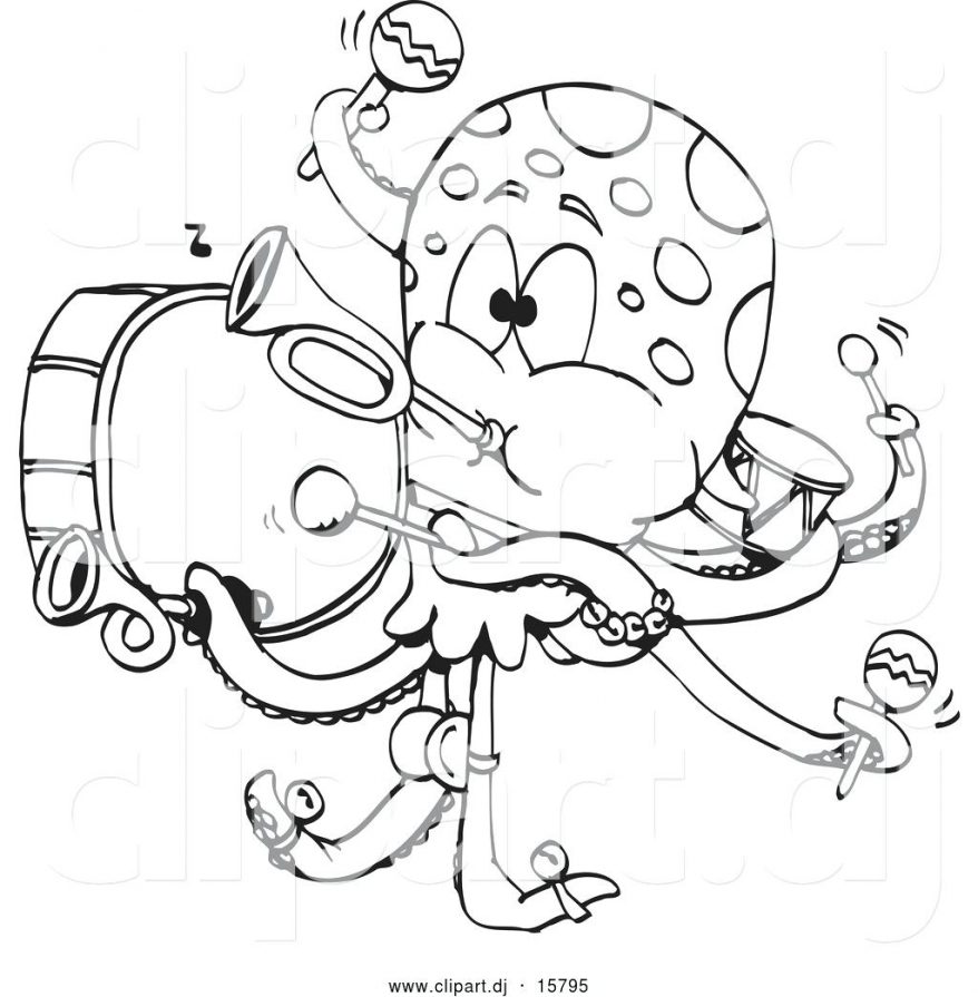 878x895 Vector Of A Cartoon Octopus Band Outline 65 Various An Drawing
