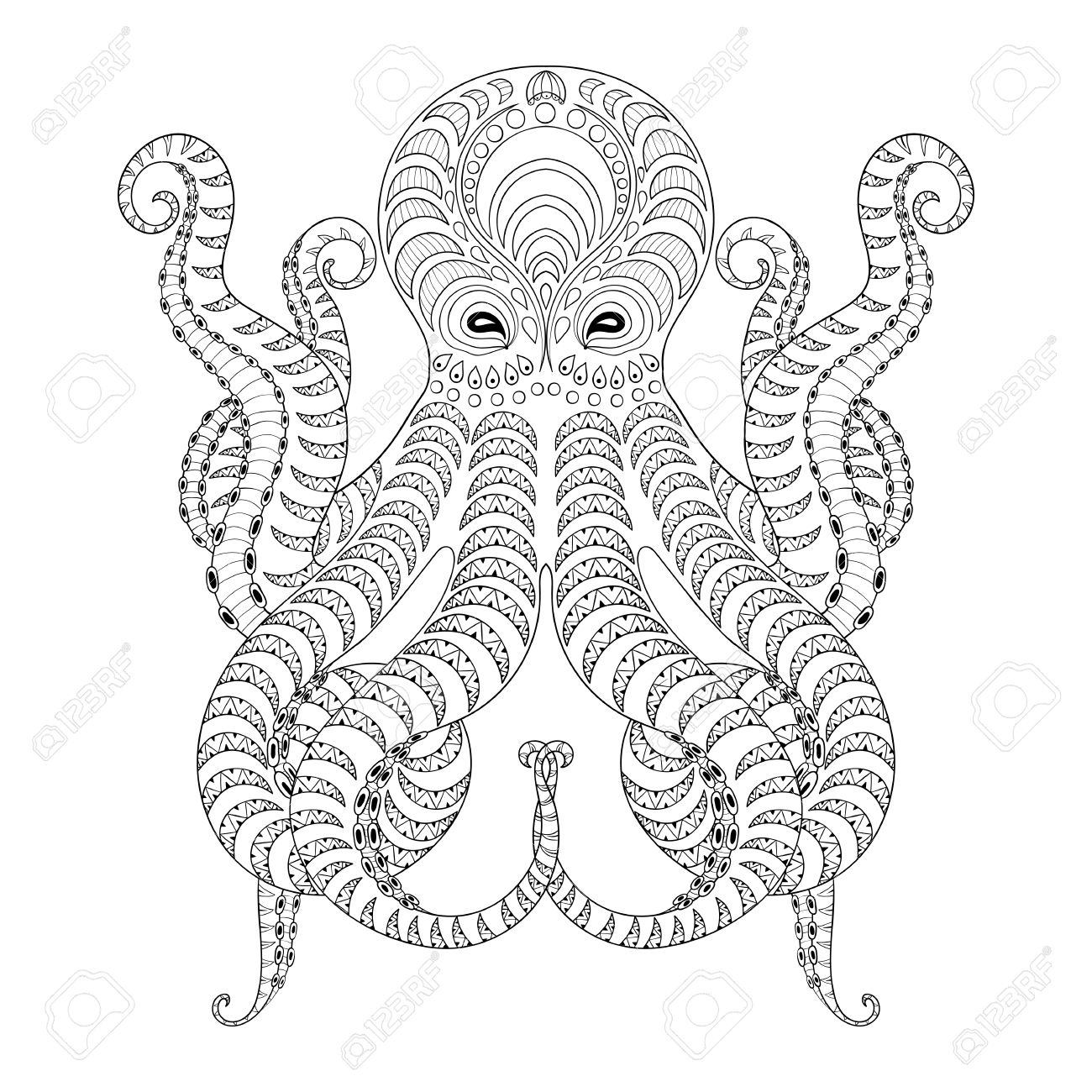 1300x1300 Tattoo Octopus. Hand Drawn Tribal Octopus For Adult Anti Stress