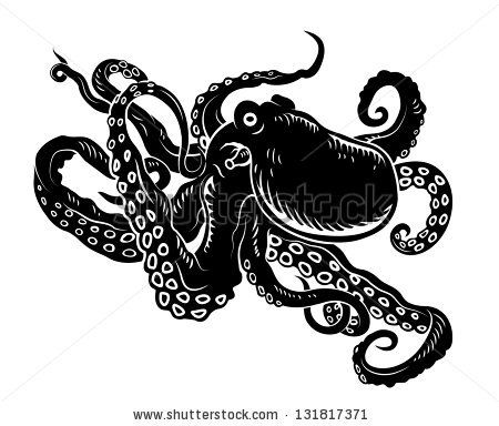 450x384 Image Result For Black And White Octopus Drawing Octopus Tattoos