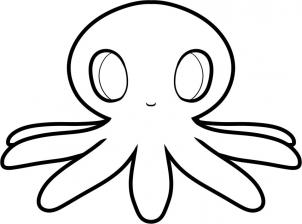 302x224 Octopus Face Drawing