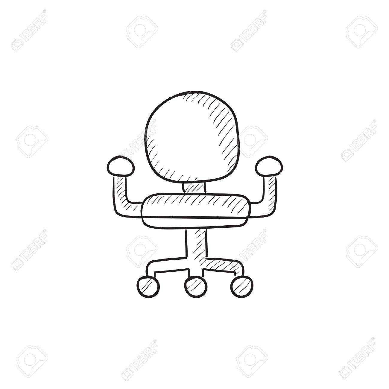 1300x1300 Office Chair Vector Sketch Icon Isolated On Background. Hand