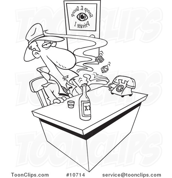 581x600 Cartoon Black And White Line Drawing Of A Snoop In An Office