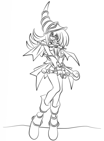 354x480 Dark Magician Girl From Yu Gi Oh! Coloring Page Free Printable