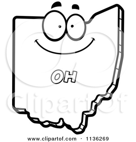 450x470 Cartoon Clipart Of An Outlined Happy Ohio State Character