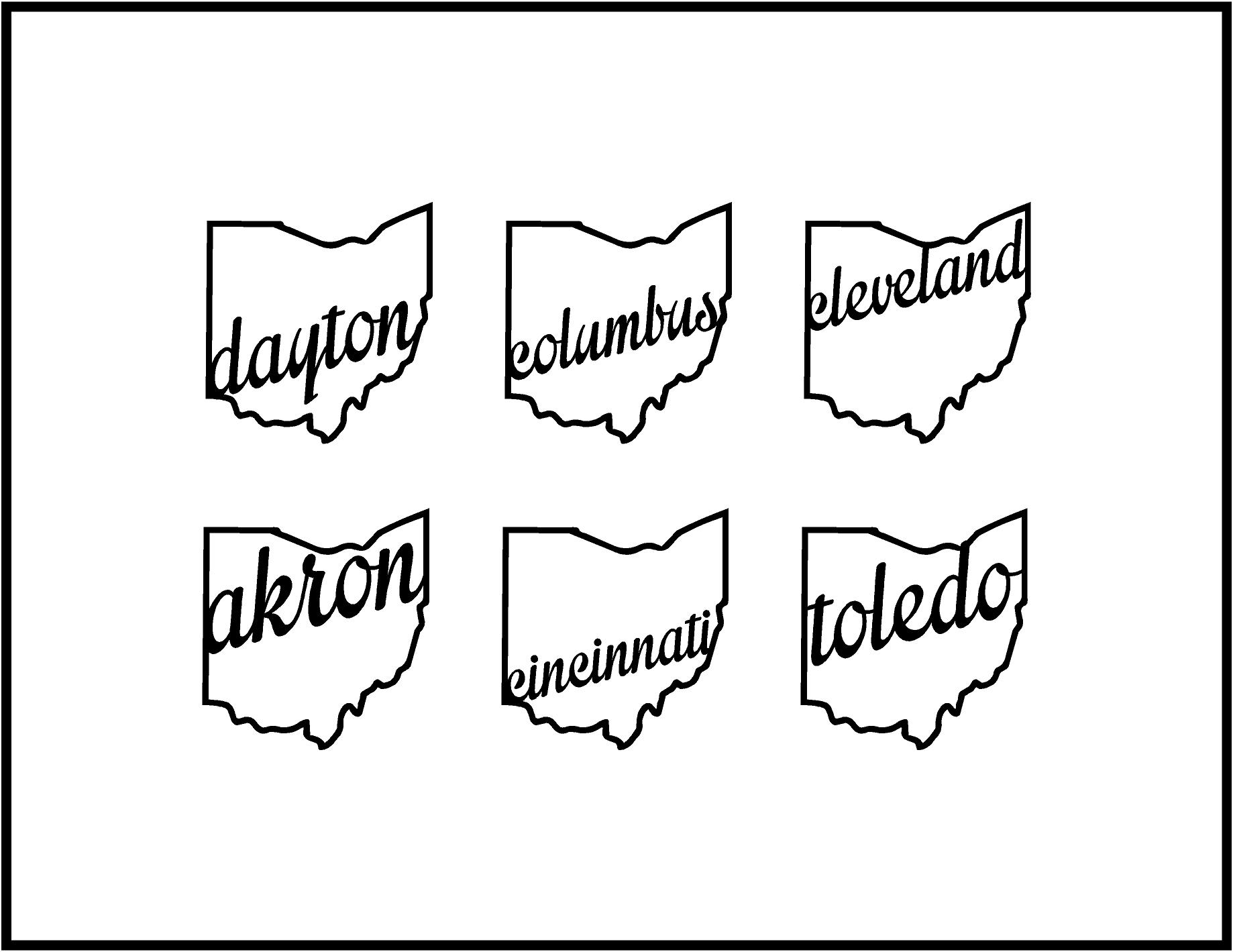 1838x1419 Ohio Cities State Outline Decal Sticker Stickit! Stickers Amp Decals