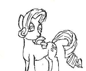 300x250 White Pony Carries Oil Can Wielding Dolphin (Drawing By Dic Soupcan)