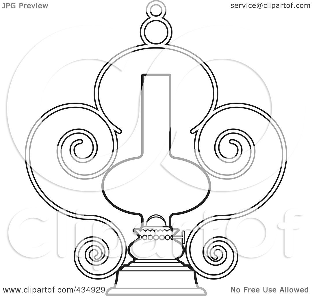 1080x1024 Royalty Free (Rf) Clipart Illustration Of An Outlined Ornate Lamp