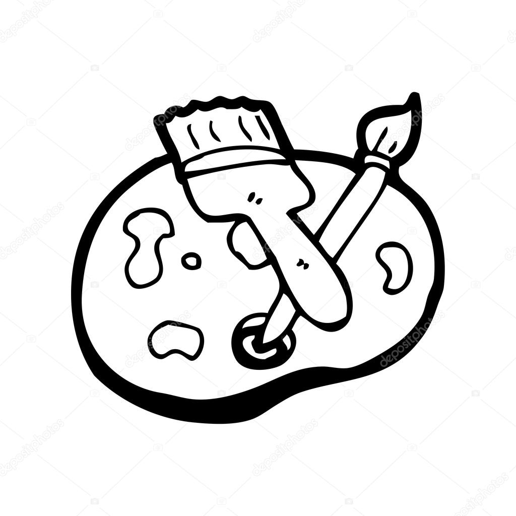 1024x1024 Oil Painting Palette Cartoon Stock Vector Lineartestpilot