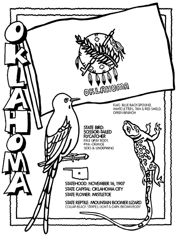627x815 Oklahoma Coloring Page