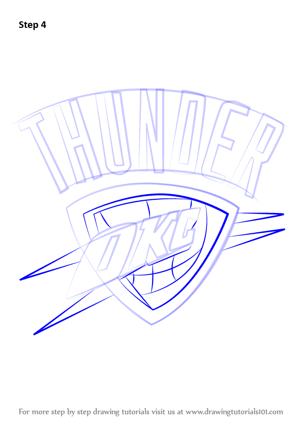 596x842 Learn How To Draw Oklahoma City Thunder Logo (Nba) Step By Step