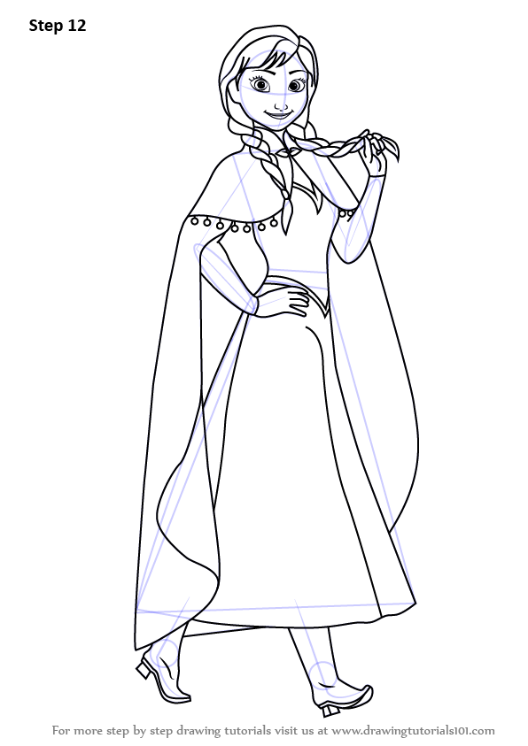 596x843 Learn How To Draw Anna From Frozen (Frozen) Step By Step Drawing