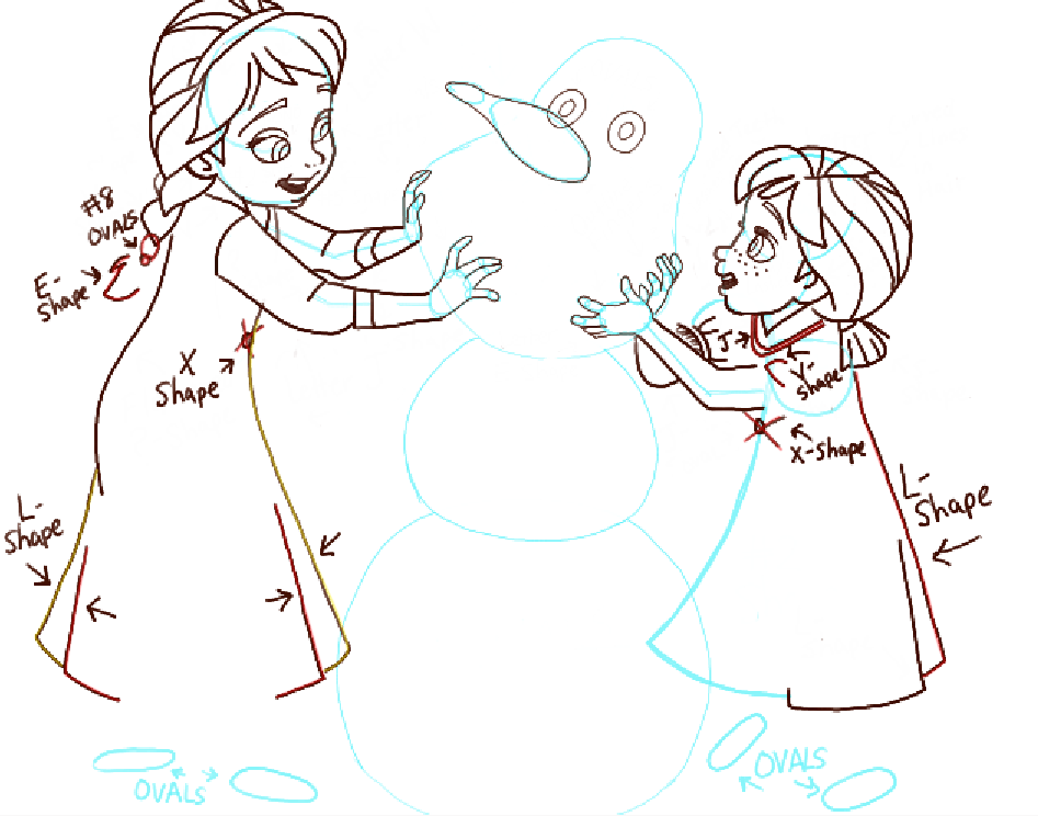947x744 How To Draw Princess Anna And Elsa Building A Snowman From Frozen
