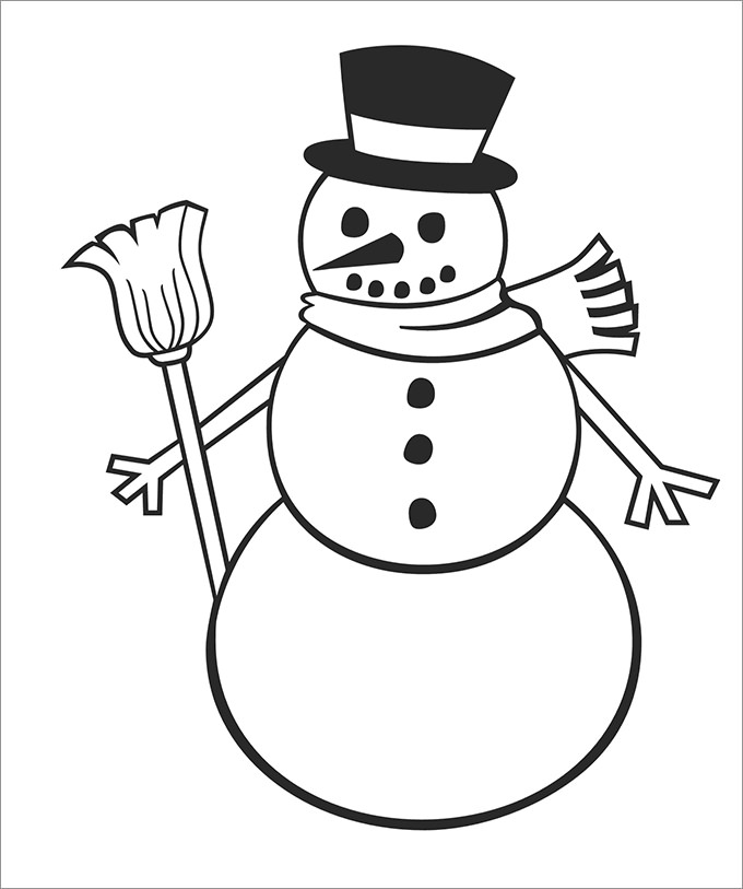 680x813 Snowman With Scarf Coloring Page Winter Hat Coloring Page