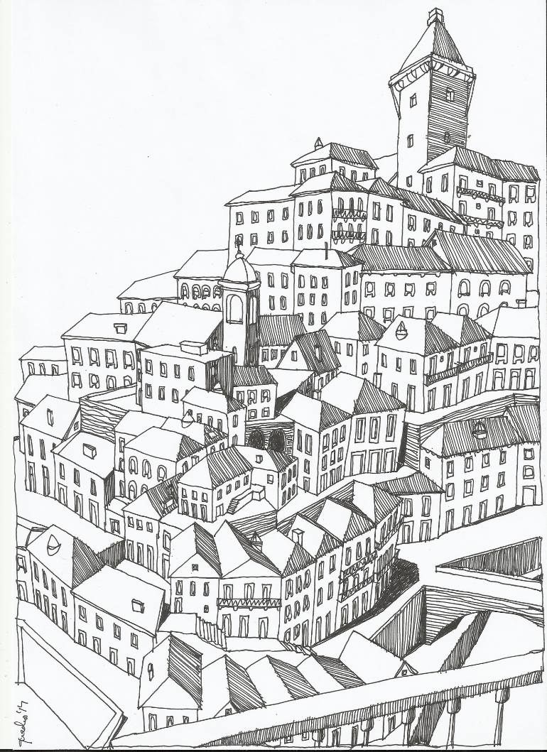 770x1059 Saatchi Art Virtual Old City Drawing By Telmo Quadros Ferreira