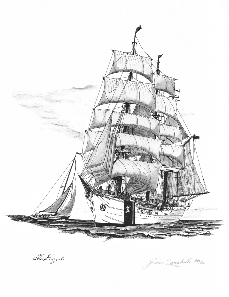 800x1035 Old Cutter Ships The Eagle Pen And Ink Drawing By Marine Artist