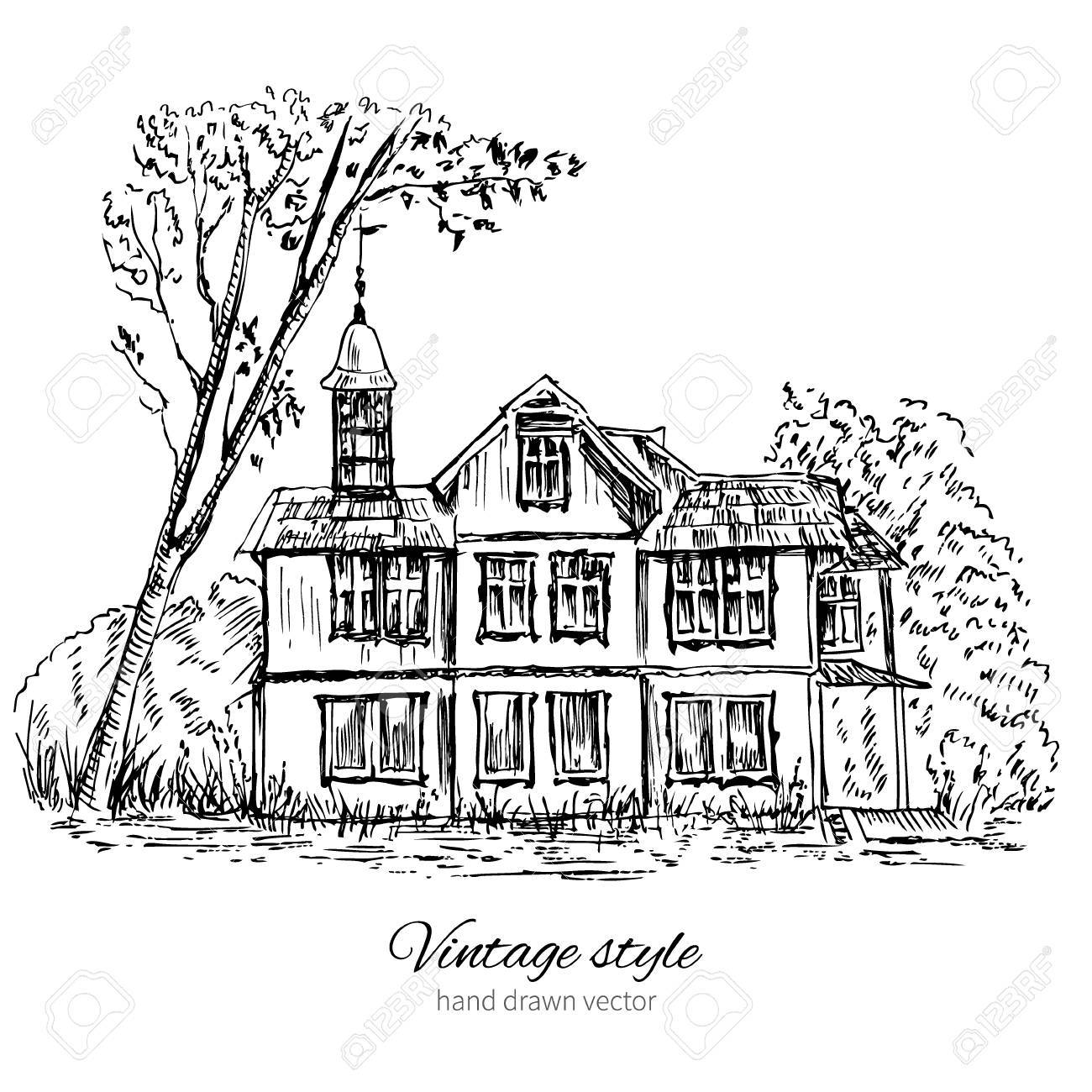 1300x1300 Old Wooden House In Woods, Europe, Illustration Isolated On White