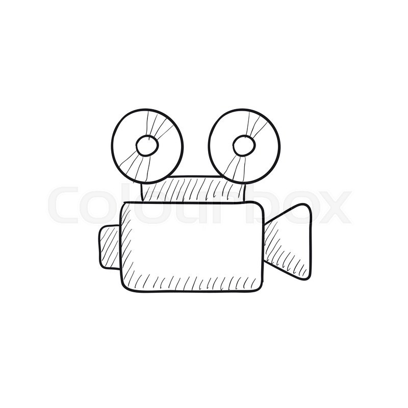 800x800 Video Camera Vector Sketch Icon Isolated On Background. Hand Drawn