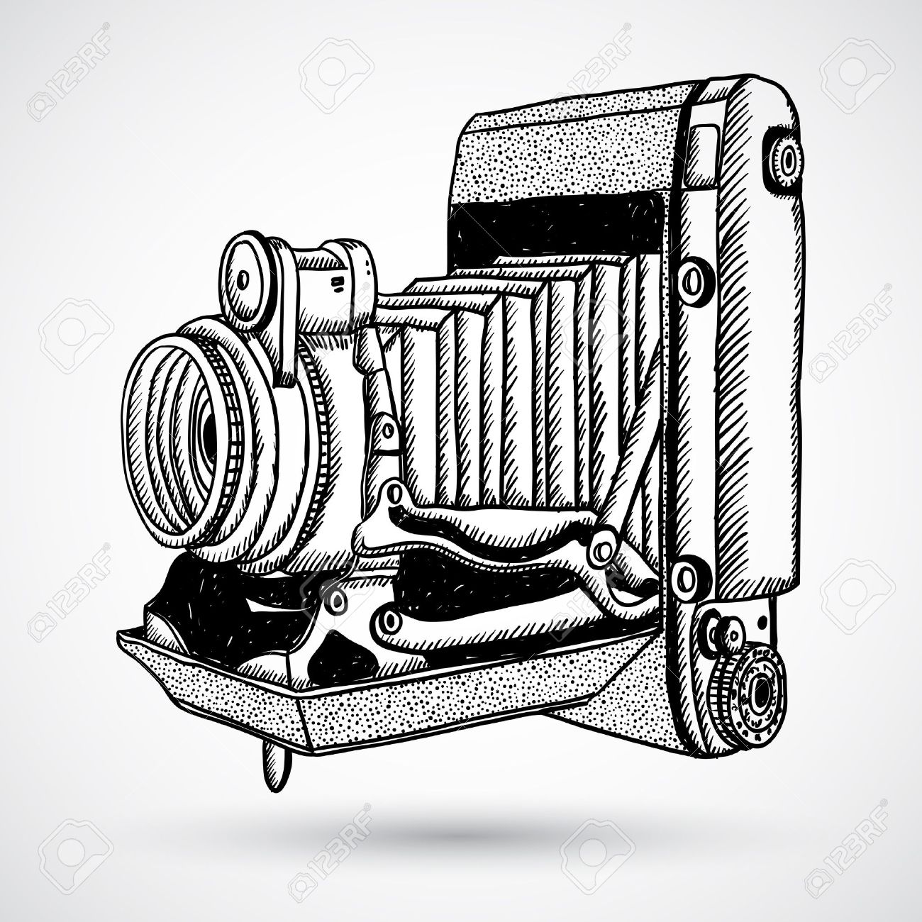 1300x1300 Vintage Doodle Camera, Hand Drawn Royalty Free Cliparts, Vectors