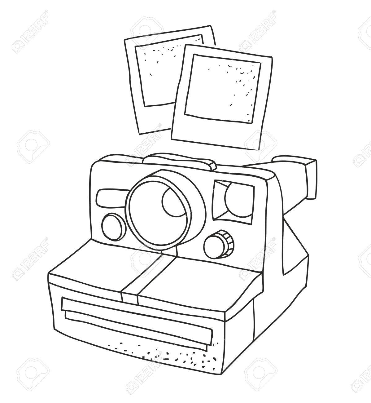 1198x1300 Black And White Silhouette Of Old Photo Camera. Vector