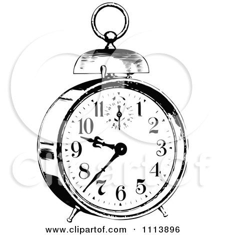 450x470 Clipart Of A Retro Vintage Black And White Old Clock Man