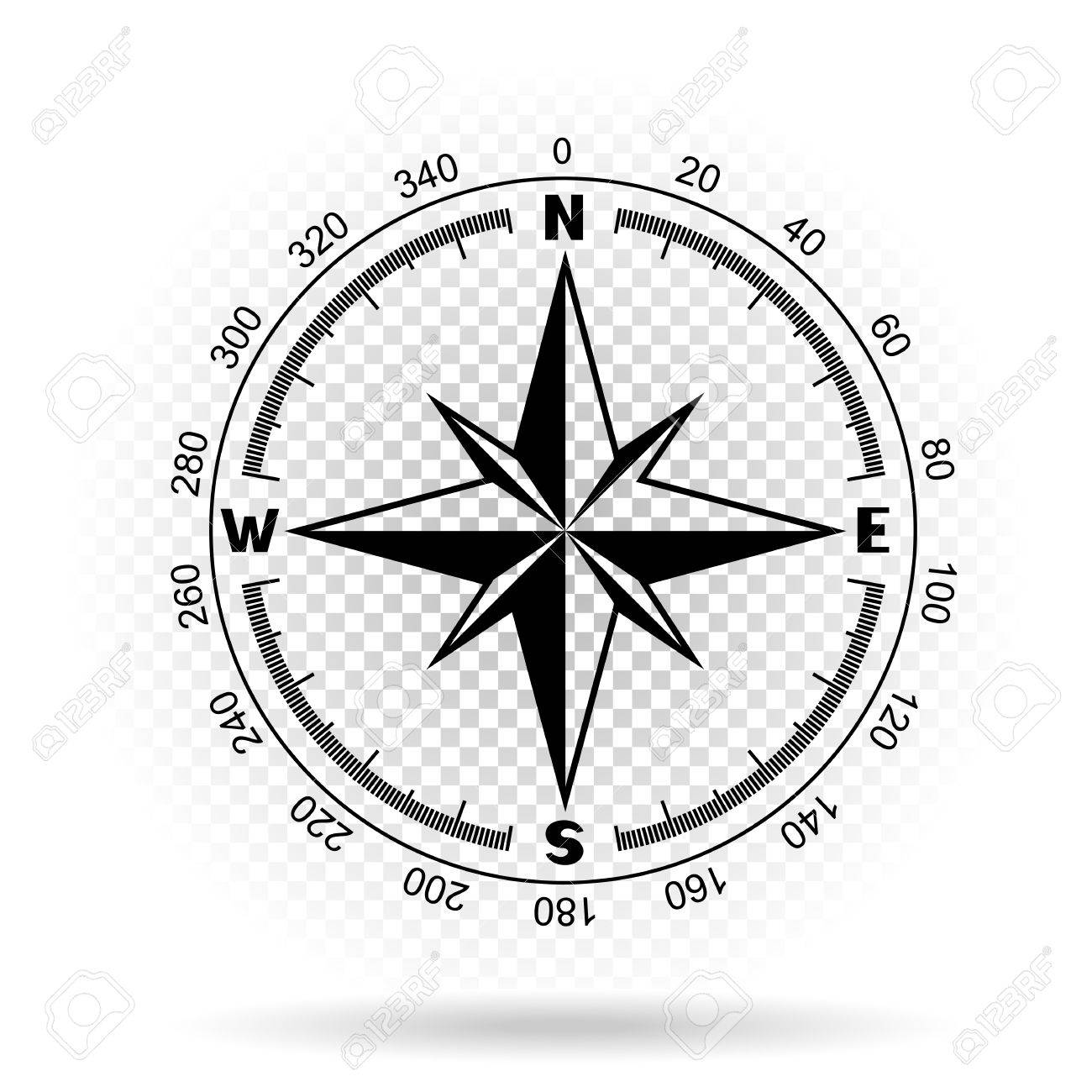 1300x1300 Black Color Stencil Compass Wind Rose On White Transparent
