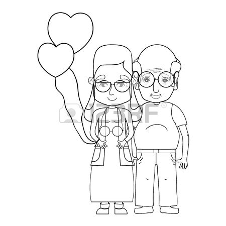 450x450 Line Old Couple People With Glasses And Hairstyle Royalty Free