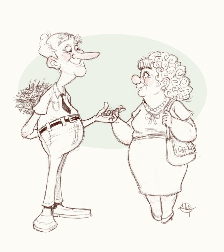 900x1015 Old Couple Sketch By Luigil On Httpswww.facebook