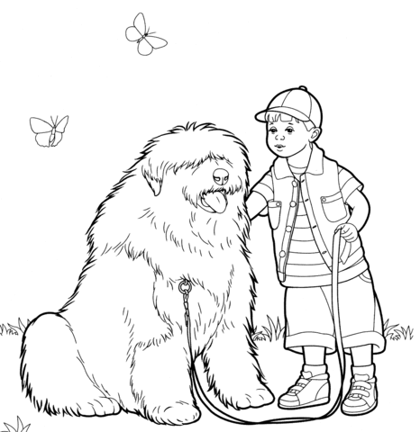 466x480 Old English Sheepdog (Bobtail) Coloring Page Free Printable