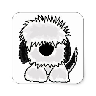 324x324 Cartoon Old English Sheepdog Stickers Zazzle