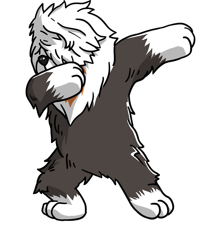 708x800 Funny Dabbing Old English Sheepdog Dog Stickers By Ilovepaws