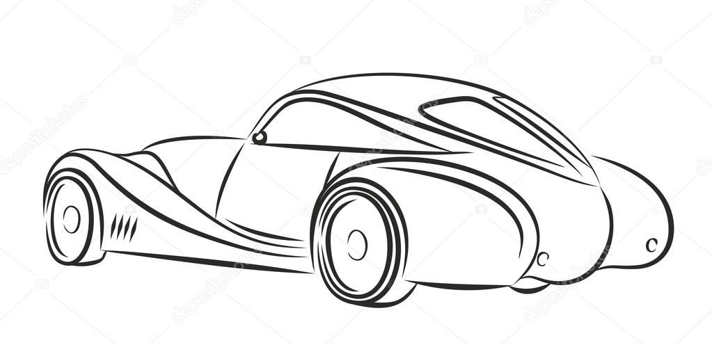 1023x496 Car Retro Drawing. Stock Photo Designer